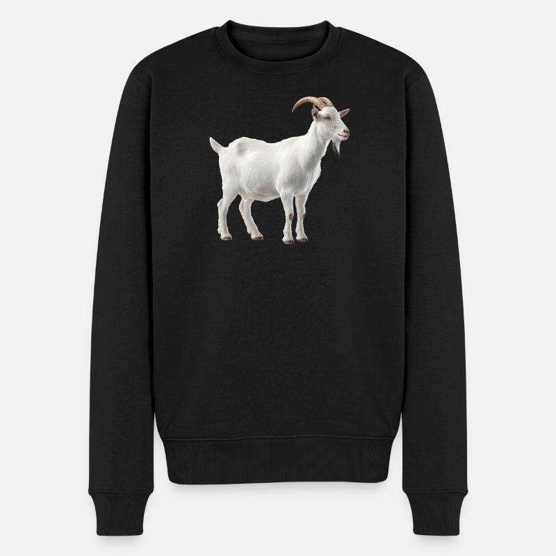 Weiße Bergziege Portrait - Männer Premium Bio Pullover - Schwarz