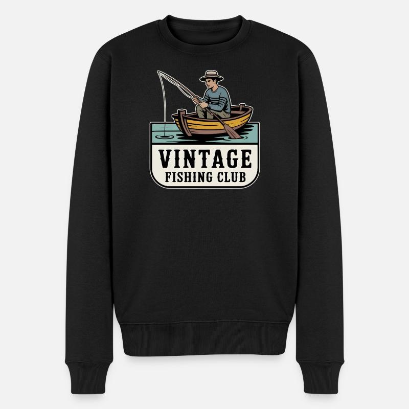 Motif de pêcheur rétro - Pull Premium bio Homme - noir