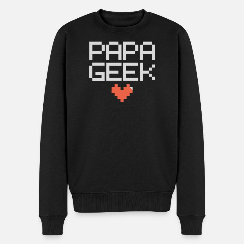 Geek Papa glücklicher Vater Vater Sohn super Vater - Männer Premium Bio Pullover - Schwarz