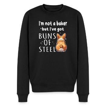 Petits pains d’acier Corgi Jeu de mots - Pull Premium bio Homme - noir - Devant - Nico (187cm)