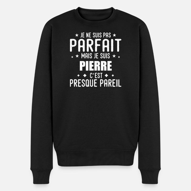 Stein: authentisch, unvollkommen, oben, Perfektion - Männer Premium Bio Pullover - Schwarz