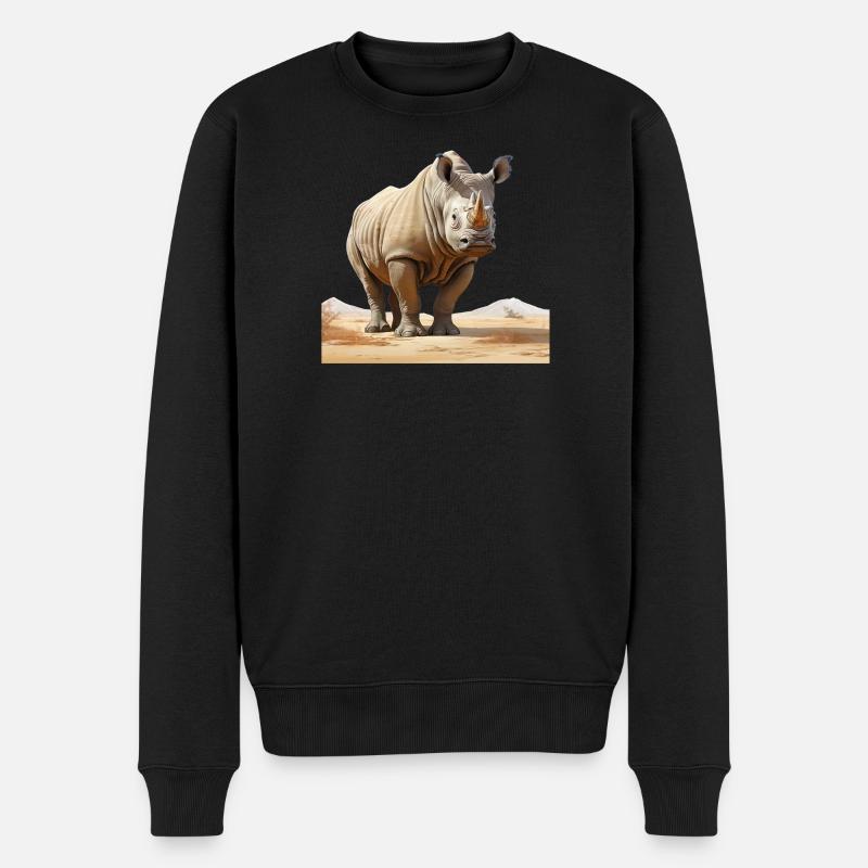 Illustration de rhinocéros du désert - Pull Premium bio Homme - noir