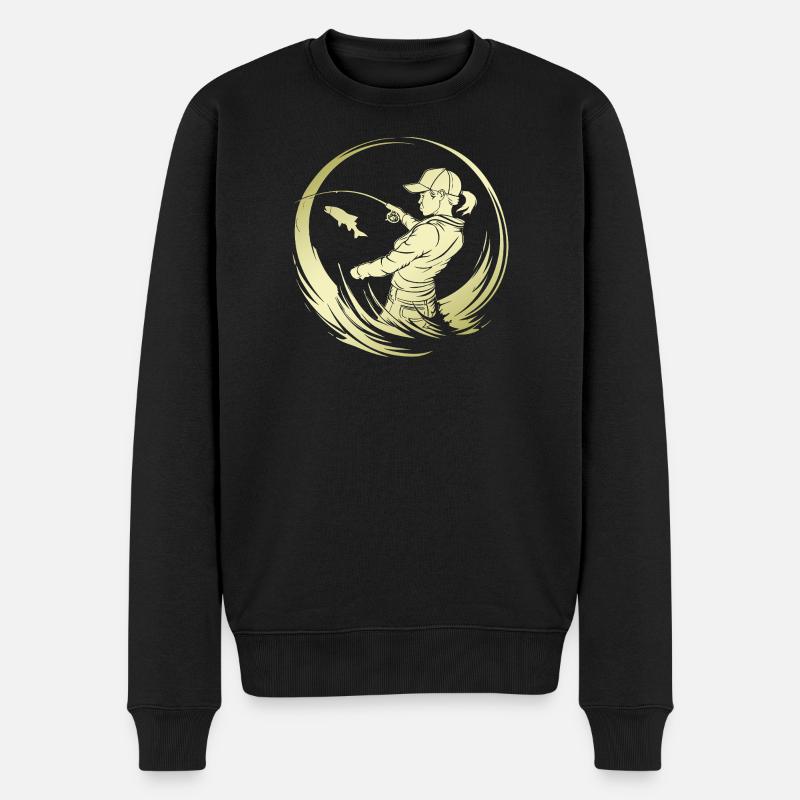 Silhouette de pêche pêcheur - Pull Premium bio Homme - noir