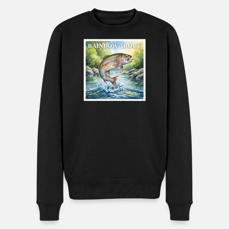 Regenbogenforelle - Männer Premium Bio Pullover - Schwarz