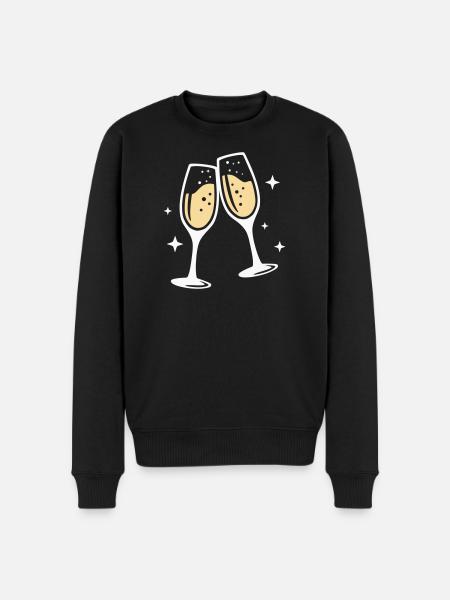 Sektglas Prosecco Sekt Alkohol Prost - Men's Premium Organic Jumper - black