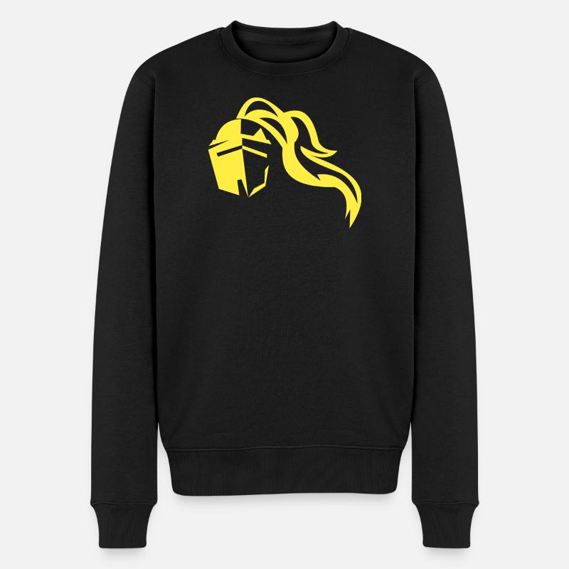 Goldener Ritter Silhouette - Männer Premium Bio Pullover - Schwarz