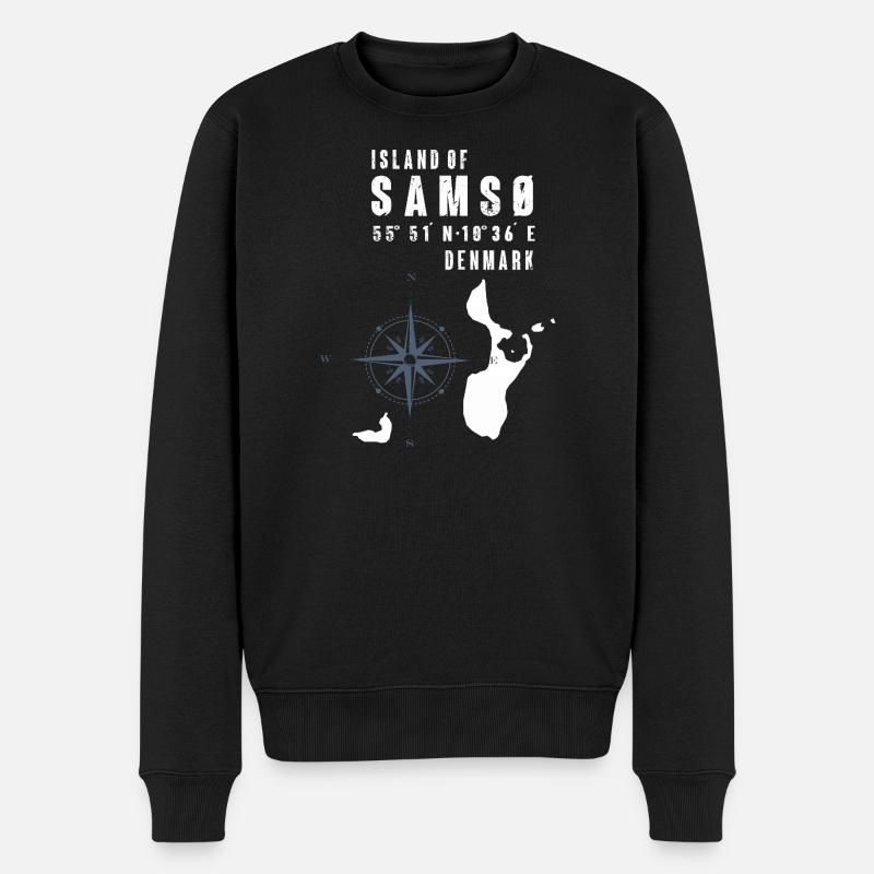 Samsø Samsoe Island Outline Compass - Men's Premium Organic Jumper - black