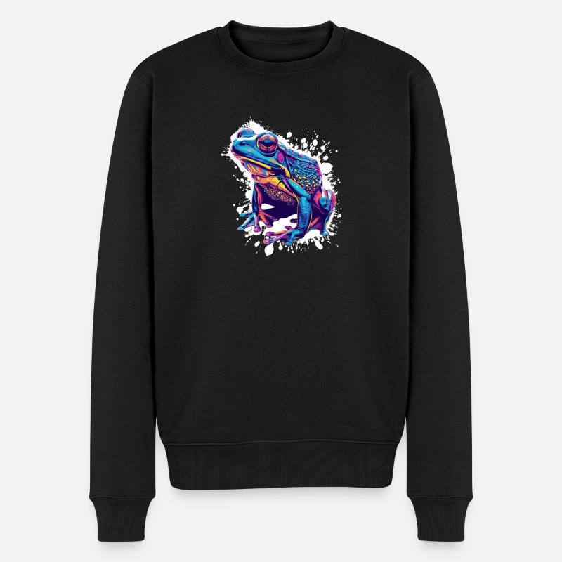 Grenouille Néon Splash Art - Pull Premium bio Homme - noir