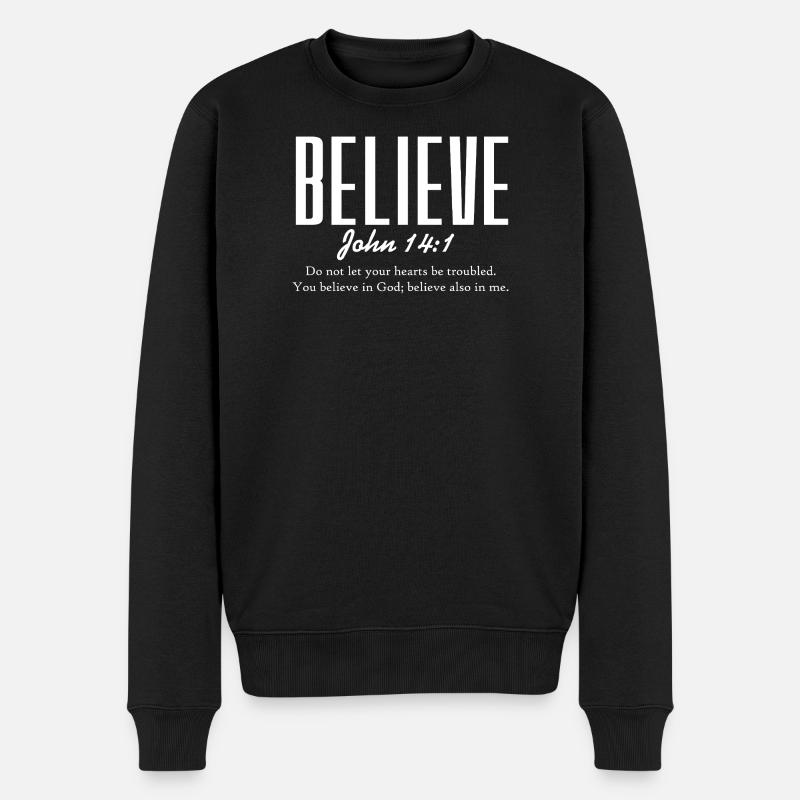 Glaube an Gott Johannes 14,1 - Männer Premium Bio Pullover - Schwarz