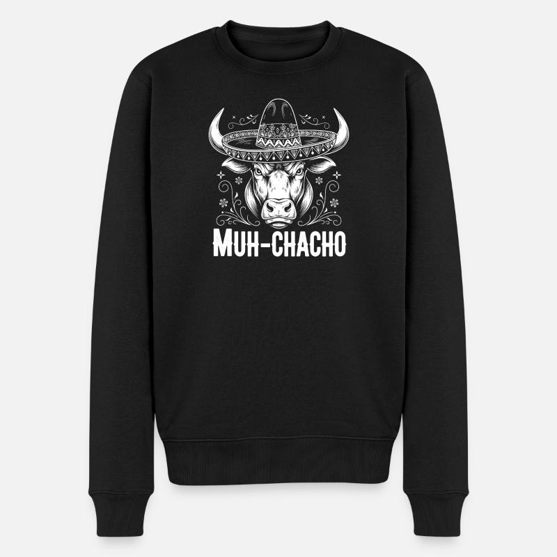 MUH-CHACHO Taureau avec Sombrero - Pull Premium bio Homme - noir