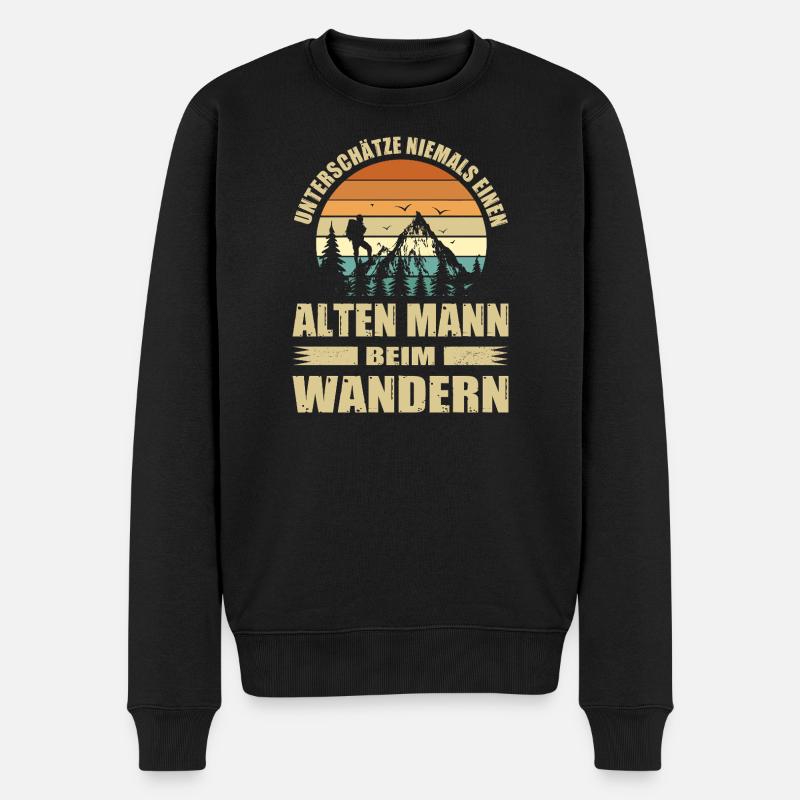 Outdoor Bergsteigen Spruch Outfit - Männer Premium Bio Pullover - Schwarz