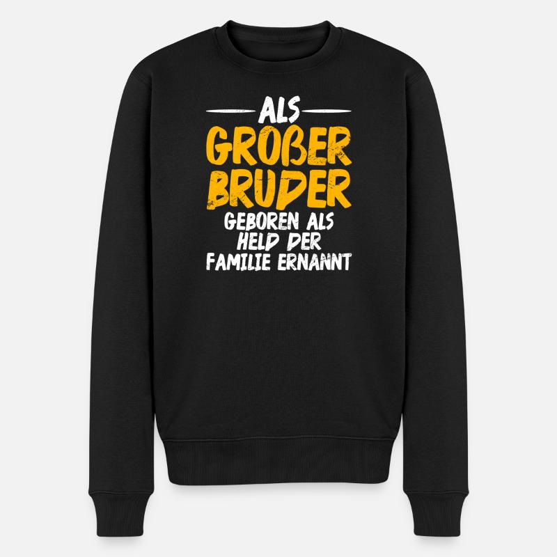 Als Großer Bruder Geboren Als Held Der Familie - Männer Premium Bio Pullover - Schwarz