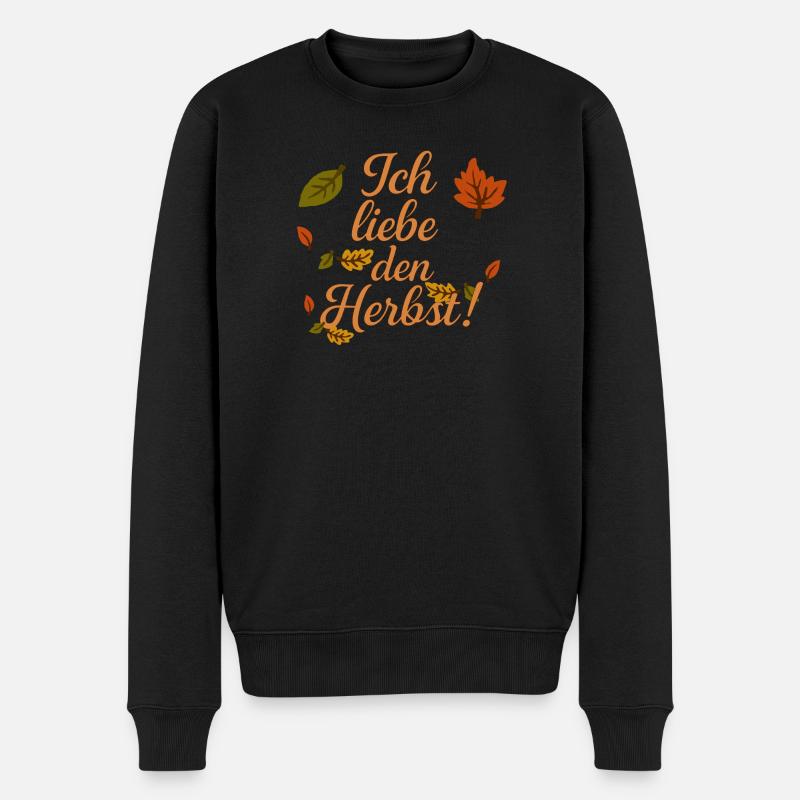 Ich liebe den Herbst - Männer Premium Bio Pullover - Schwarz