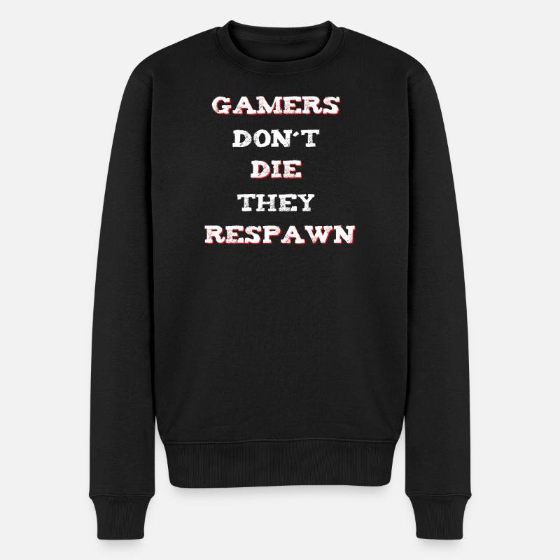 Gamer Spruch Respawn - Männer Premium Bio Pullover - Schwarz