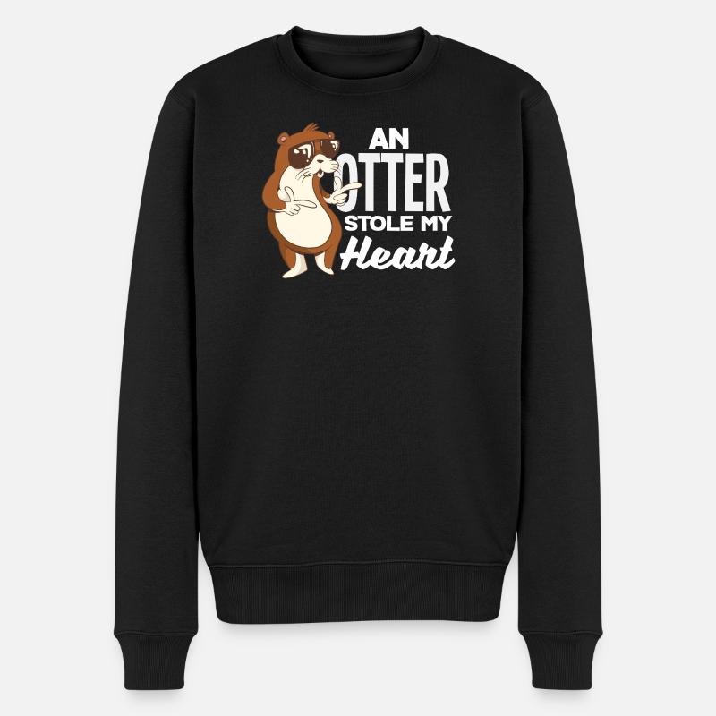Seeotter Stoly My Heart - Männer Premium Bio Pullover - Schwarz