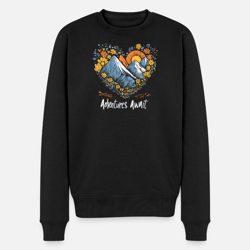 adventures await - Männer Premium Bio Pullover - Schwarz