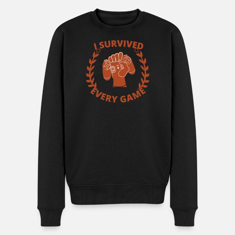 Ich überlebte jedes Spiel - Männer Premium Bio Pullover - Schwarz