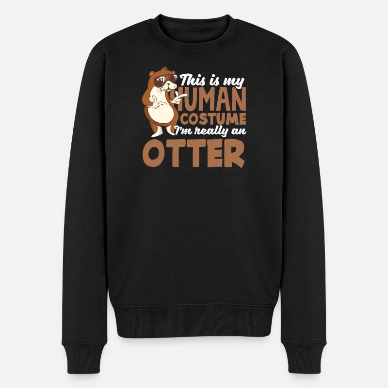 Seeotter Cartoon Menschliches Kostüm - Männer Premium Bio Pullover - Schwarz