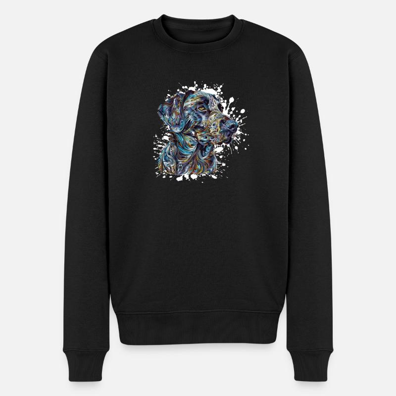 Aquarelle Chien Portrait Bleu - Pull Premium bio Homme - noir