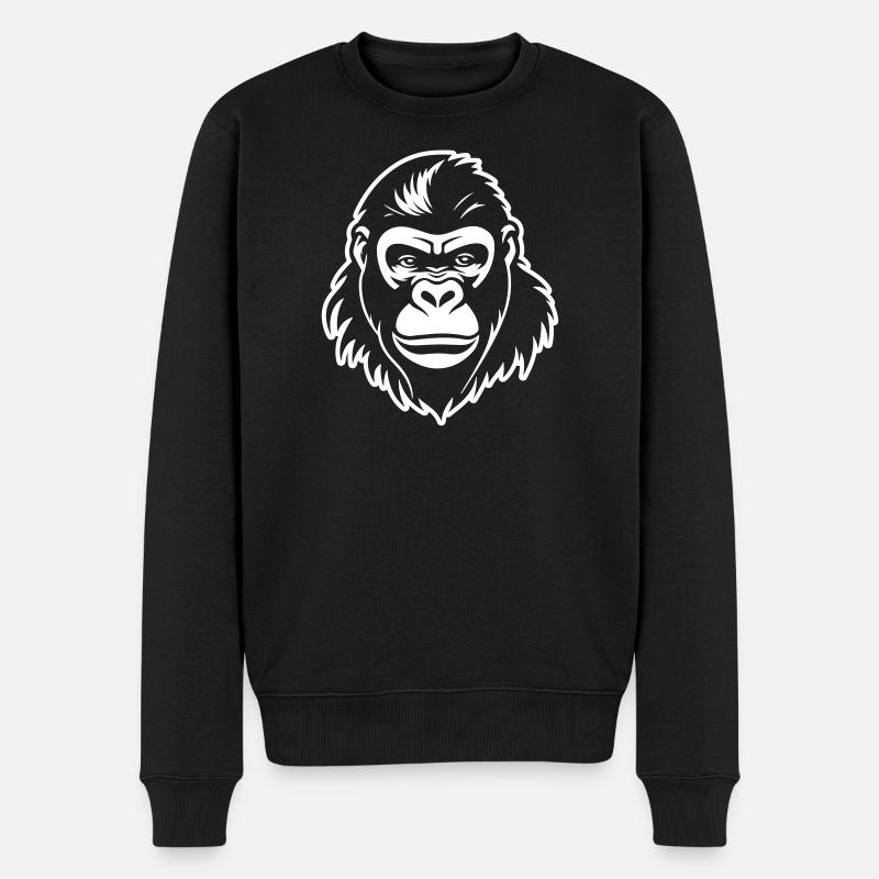 Gorilla Kopf - Männer Premium Bio Pullover - Schwarz
