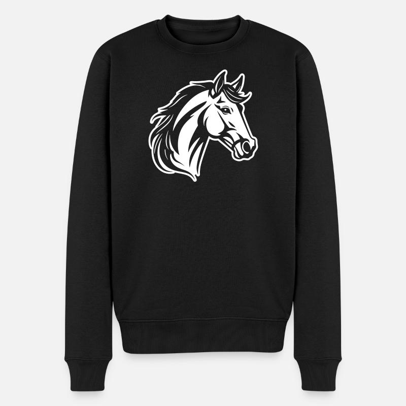 Pferd Kopf - Männer Premium Bio Pullover - Schwarz