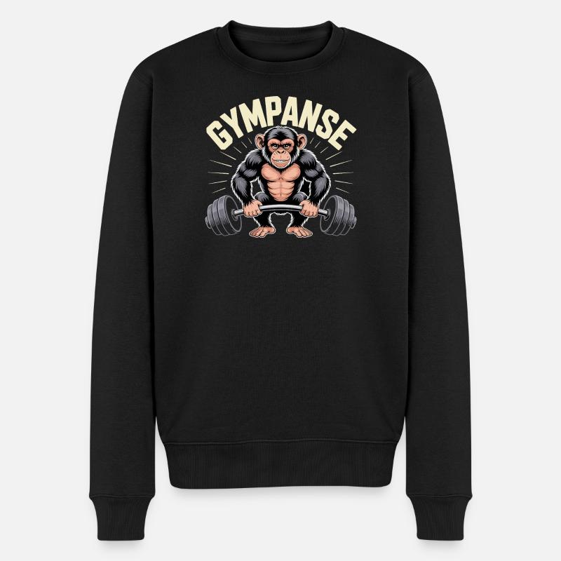 Motif de musculation Gymchimp - Pull Premium bio Homme - noir