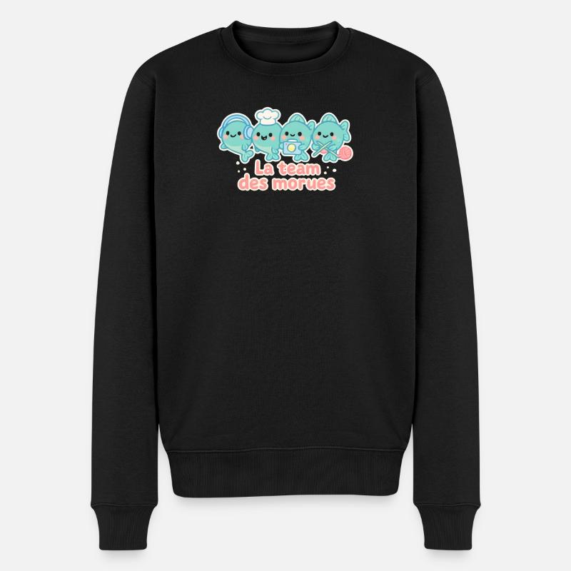 Das Team der nautischen Kabeljau-Maskottchen - Männer Premium Bio Pullover - Schwarz