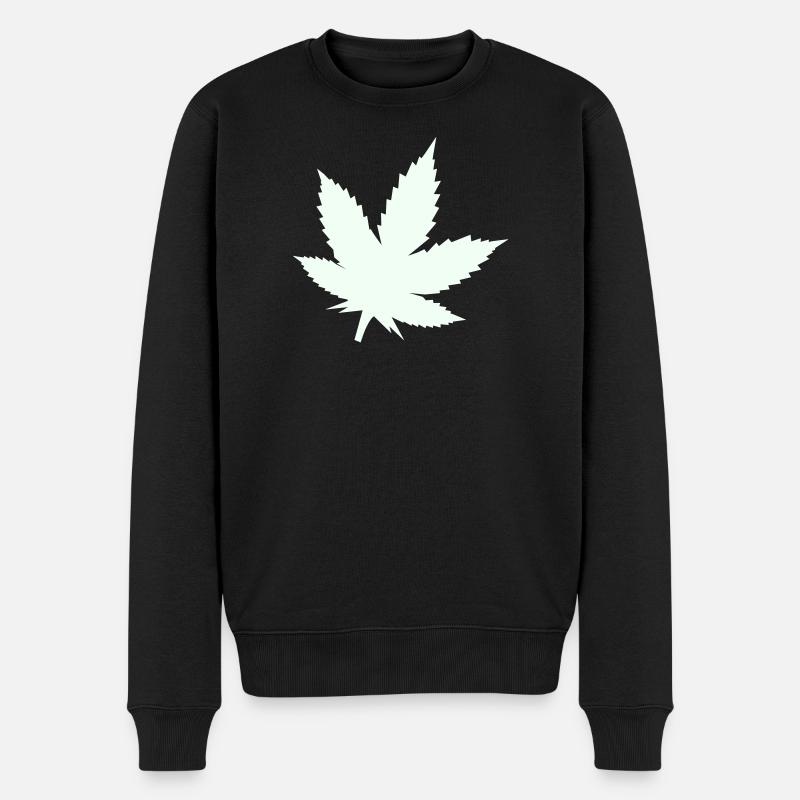 Cannabis Blatt Silhouette Mint - Männer Premium Bio Pullover - Schwarz