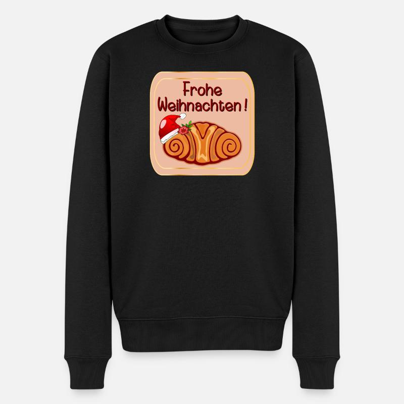 Frohe Weihnachten Hamburg Franzbrötchen - Männer Premium Bio Pullover - Schwarz