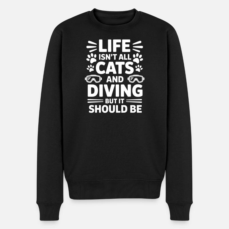 Tauchen Spruch Katzen Lustiges Tauchen Geschenk - Männer Premium Bio Pullover - Schwarz