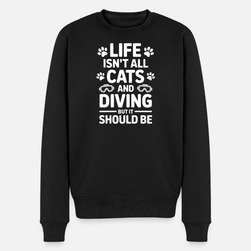 Tauchen Spruch Katzen Lustiges Tauchen Geschenk - Männer Premium Bio Pullover - Schwarz