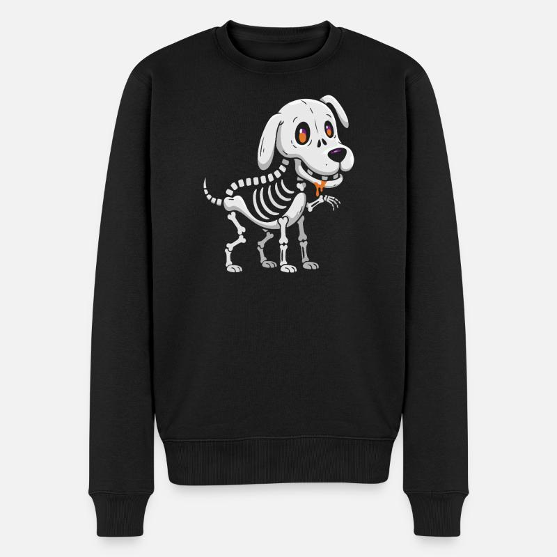 Dessin animé de chiot squelettique - Pull Premium bio Homme - noir
