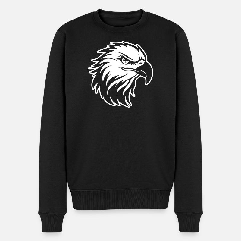 Adler Kopf - Männer Premium Bio Pullover - Schwarz