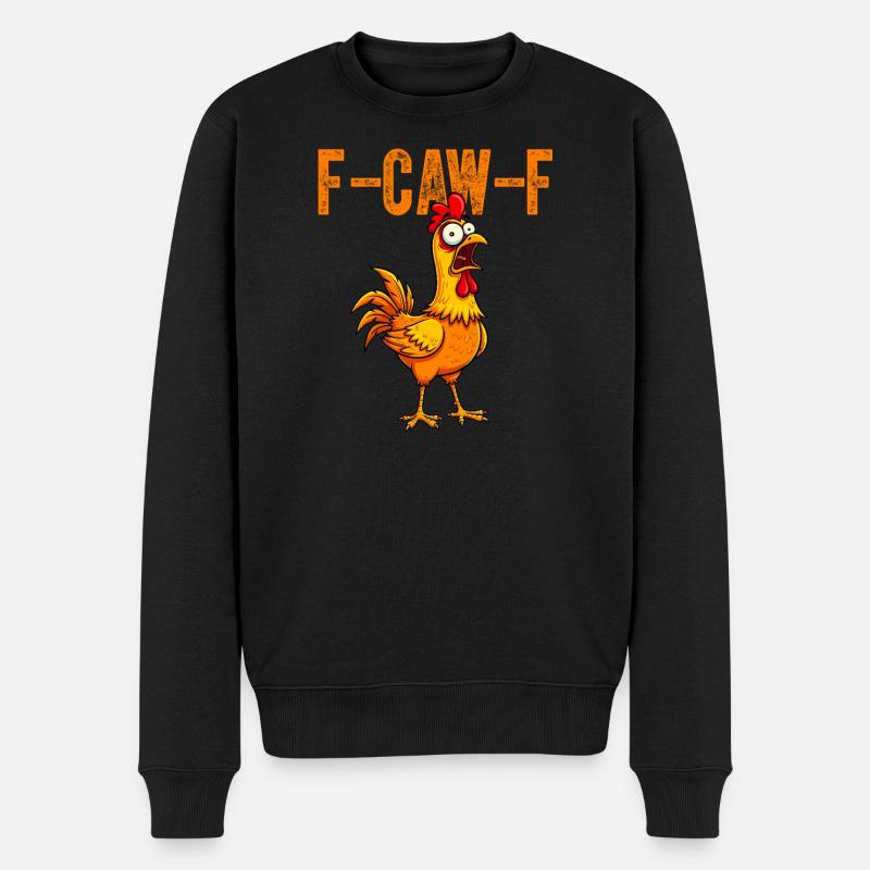 F-Caw-F Lustiges Schreiendes Meme-Huhn - Männer Premium Bio Pullover - Schwarz