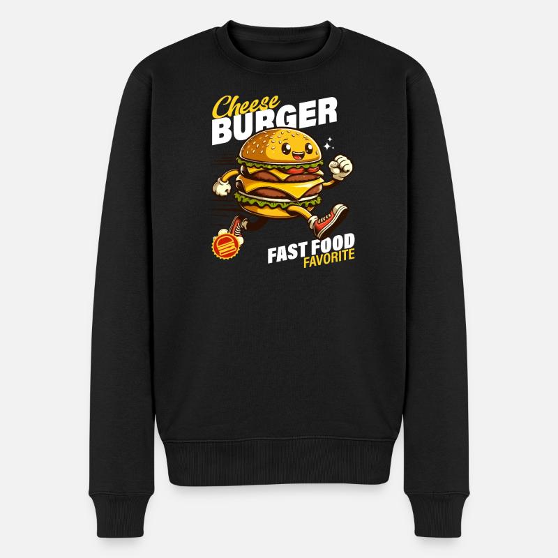 Animierter Sprint Cheeseburger - Männer Premium Bio Pullover - Schwarz