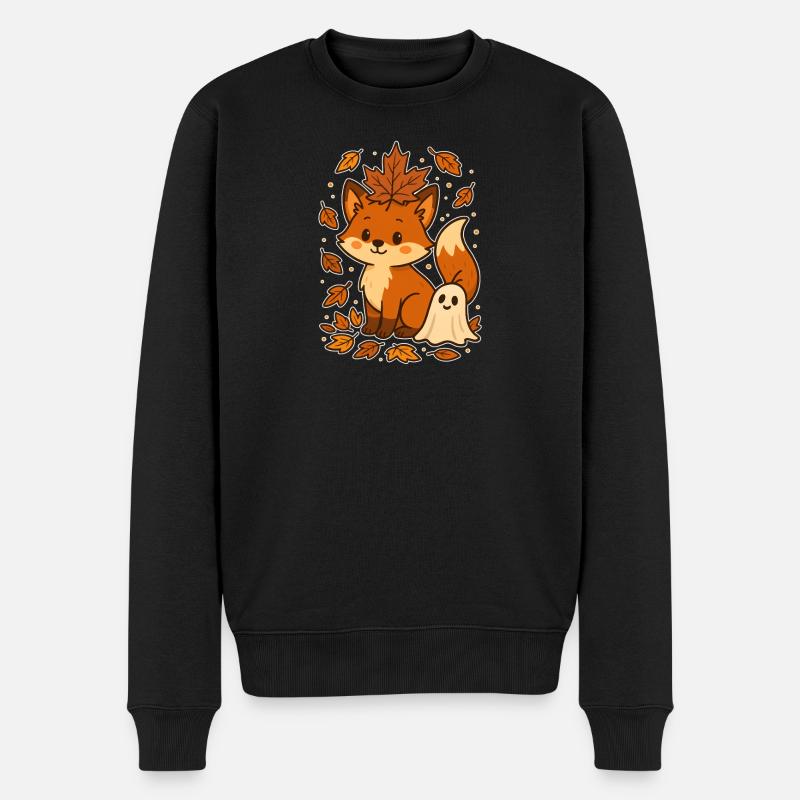 Renard d’automne avec des feuilles - Pull Premium bio Homme - noir
