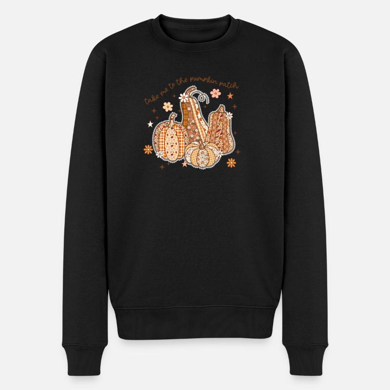 Patchwork Pumpkin Patch - Men's Premium Organic Jumper - black