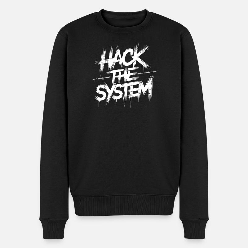 Hack the System Graffiti - Männer Premium Bio Pullover - Schwarz