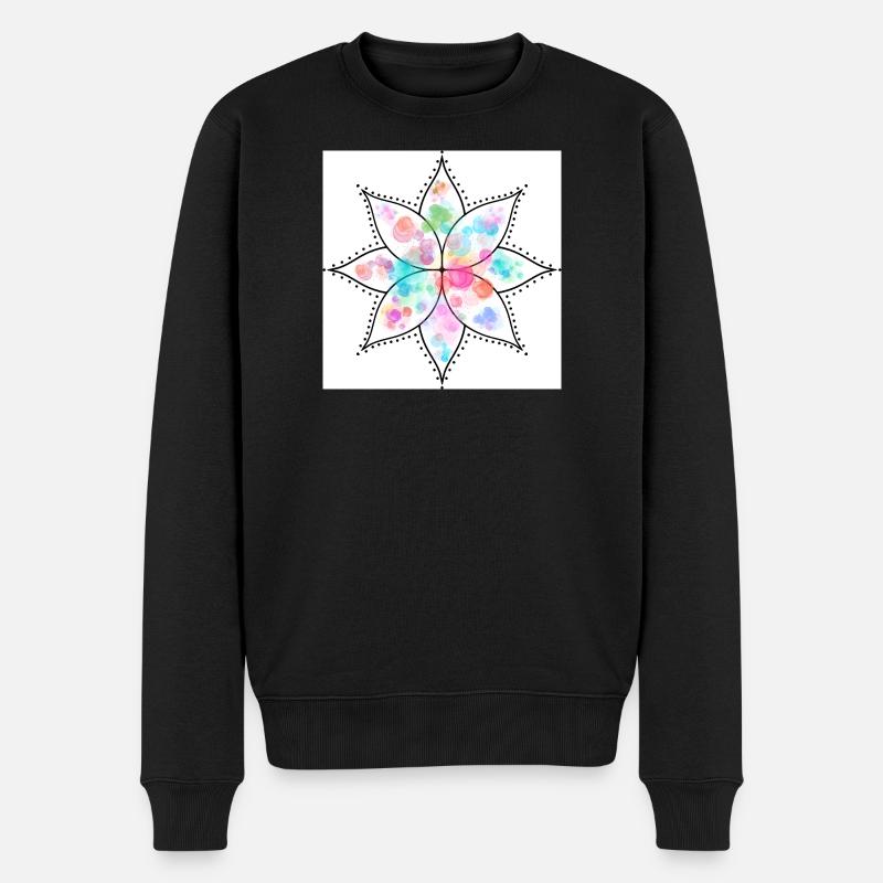Mandala Fleur pastel Aquarelle - Pull Premium bio Homme - noir