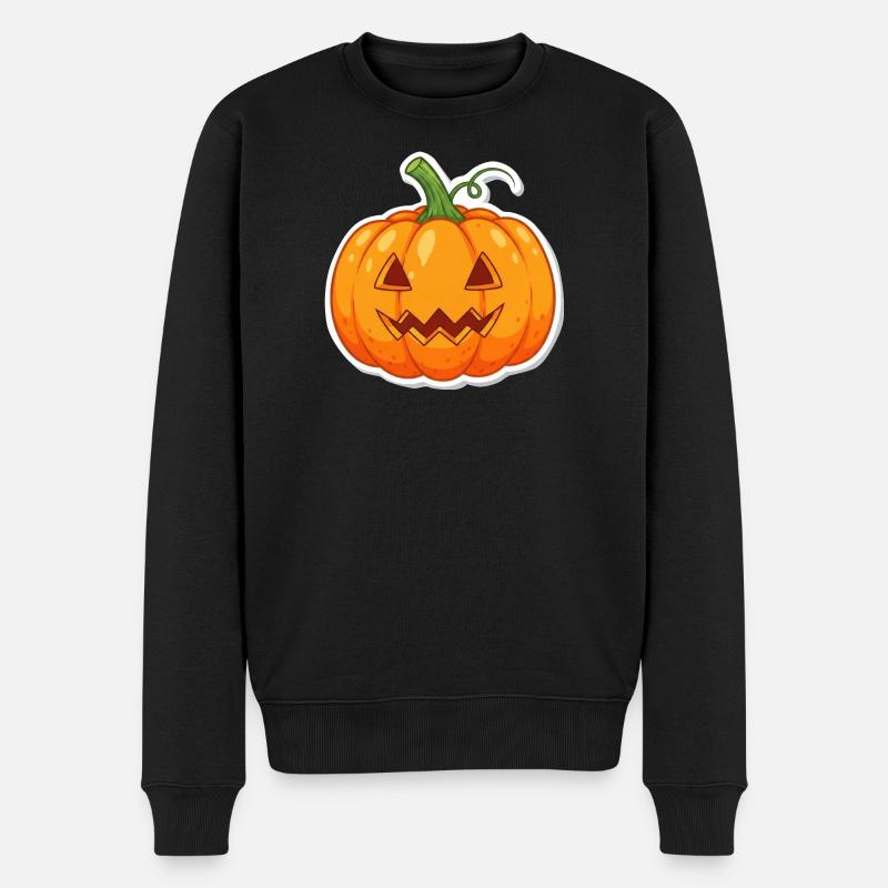 Fröhlicher Halloween Kürbis Sticker - Männer Premium Bio Pullover - Schwarz