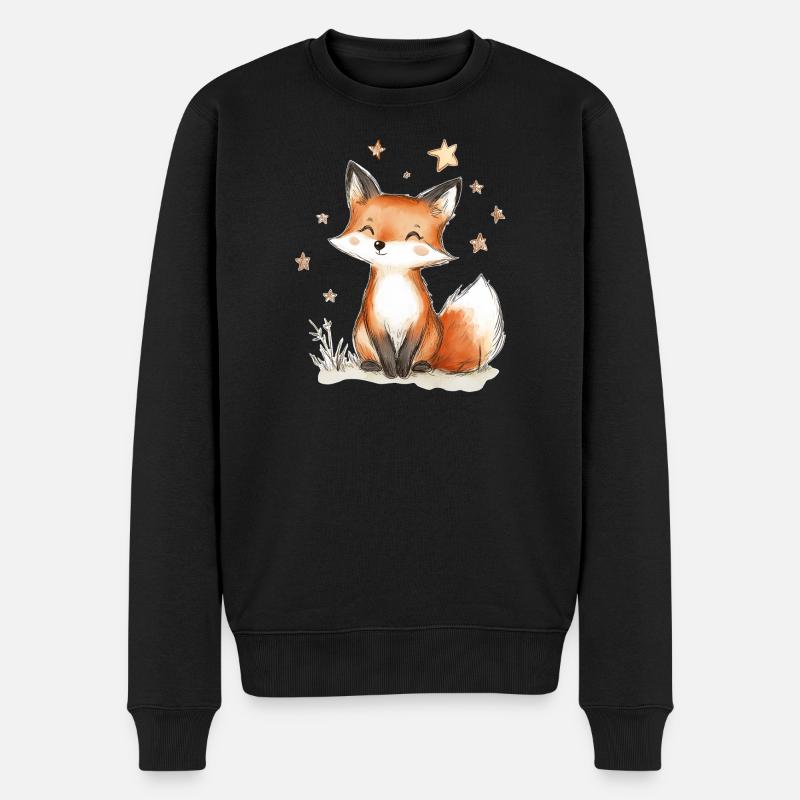 Renard et étoiles - Pull Premium bio Homme - noir
