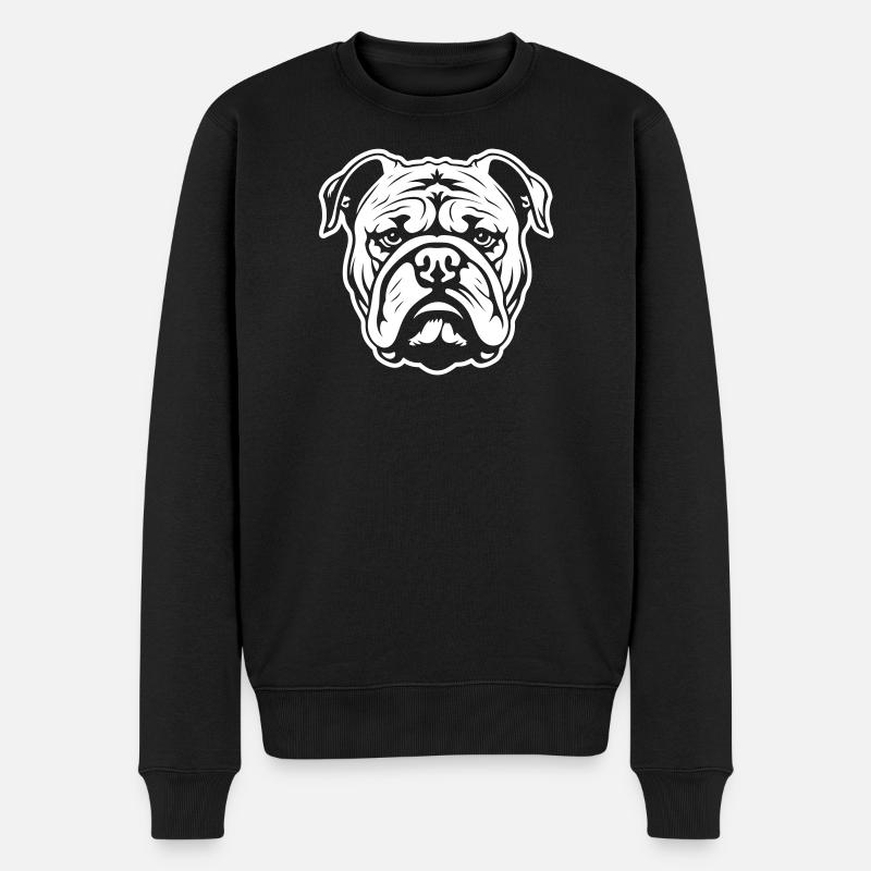 Bulldog Hund Kopf - Männer Premium Bio Pullover - Schwarz