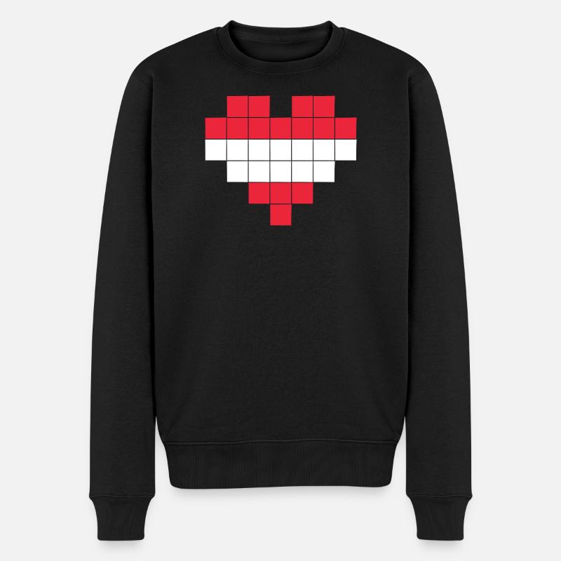 Pixel Heart Autriche Drapeau - Pull Premium bio Homme - noir
