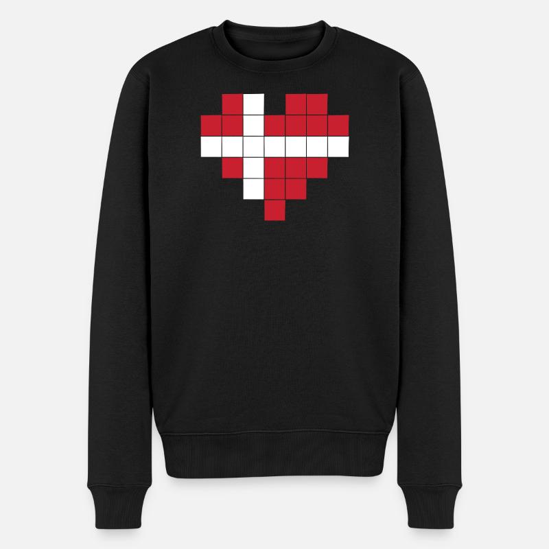 Pixel Heart Drapeau du Danemark - Pull Premium bio Homme - noir
