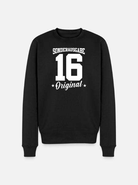 16 Birthday - Men's Premium Organic Jumper - black