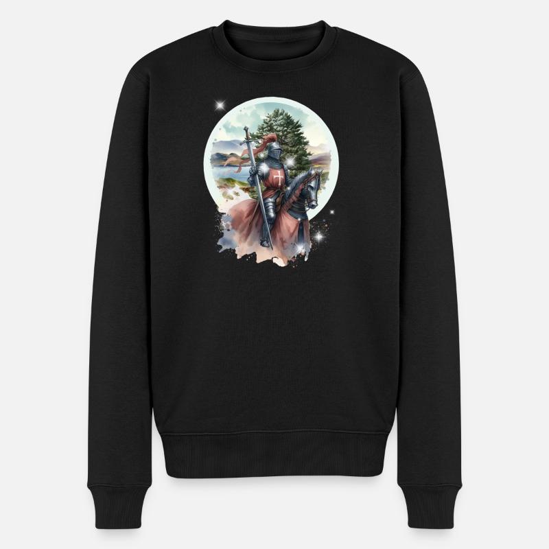 Médiéval Chevalier Guerrier Roi Cheval Enfants - Pull Premium bio Homme - noir