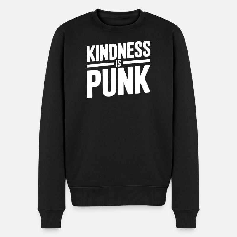 Freundlichkeit ist Punk - Männer Premium Bio Pullover - Schwarz