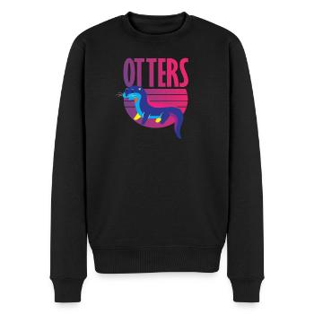 Sea Otter Retro - Männer Premium Bio Pullover - Schwarz - Vorne - Nico (187cm)