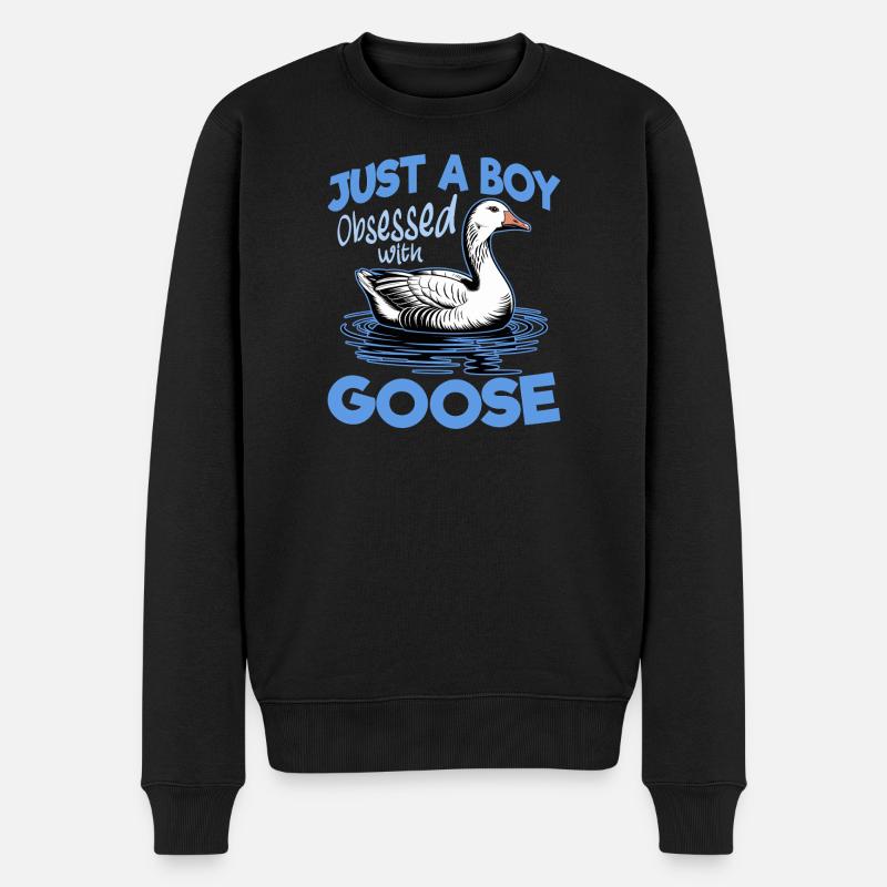 Funny Bird Goose - Männer Premium Bio Pullover - Schwarz