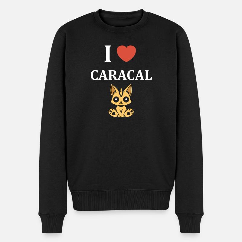 Ich liebe den Caracal - Männer Premium Bio Pullover - Schwarz